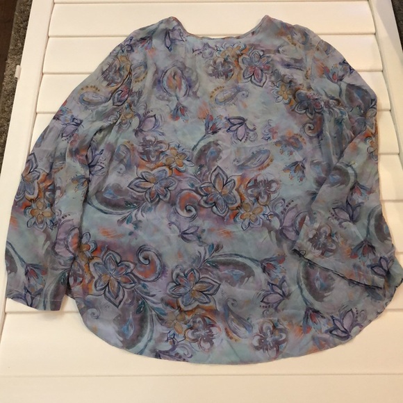 Tianello 100% silk, long sleeve, floral, print blouse - Picture 10 of 12